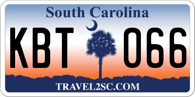 SC license plate KBT066