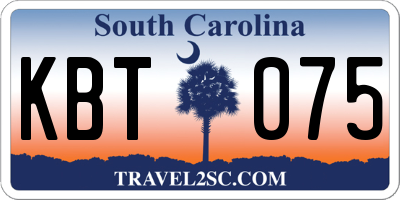 SC license plate KBT075