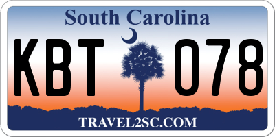 SC license plate KBT078