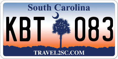 SC license plate KBT083