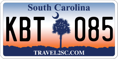 SC license plate KBT085