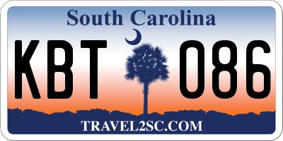SC license plate KBT086