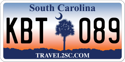 SC license plate KBT089
