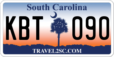 SC license plate KBT090