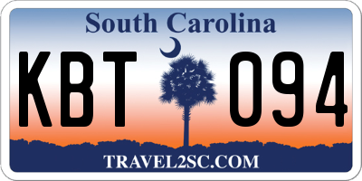 SC license plate KBT094
