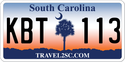 SC license plate KBT113