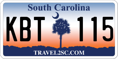 SC license plate KBT115