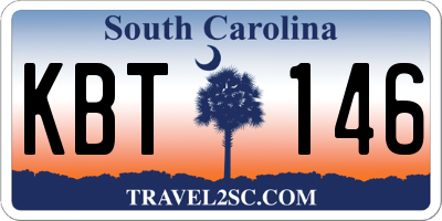 SC license plate KBT146