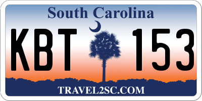 SC license plate KBT153