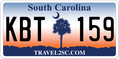 SC license plate KBT159