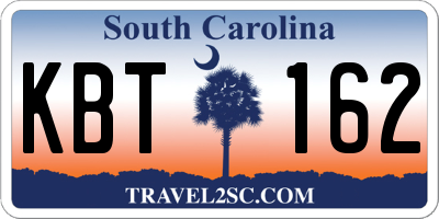 SC license plate KBT162