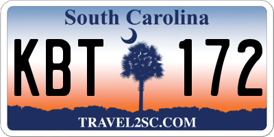 SC license plate KBT172