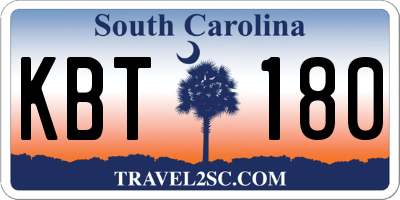 SC license plate KBT180