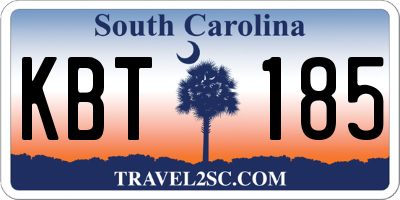 SC license plate KBT185