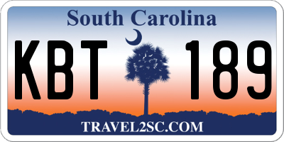SC license plate KBT189
