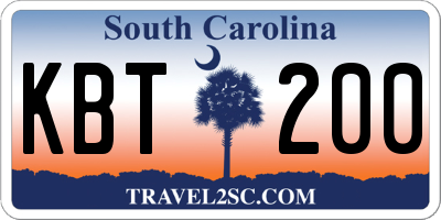 SC license plate KBT200