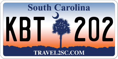SC license plate KBT202