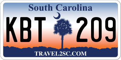SC license plate KBT209