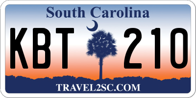 SC license plate KBT210