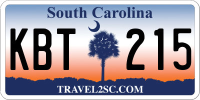 SC license plate KBT215