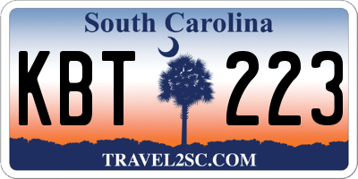 SC license plate KBT223