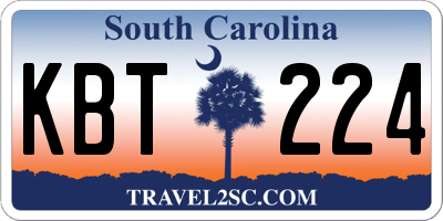 SC license plate KBT224