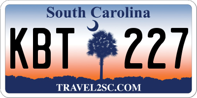 SC license plate KBT227