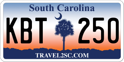 SC license plate KBT250