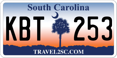 SC license plate KBT253
