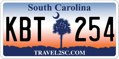SC license plate KBT254