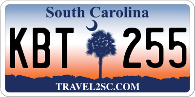 SC license plate KBT255