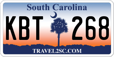 SC license plate KBT268
