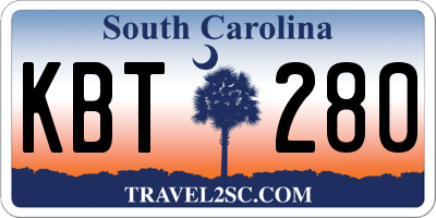 SC license plate KBT280