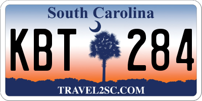 SC license plate KBT284