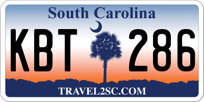 SC license plate KBT286