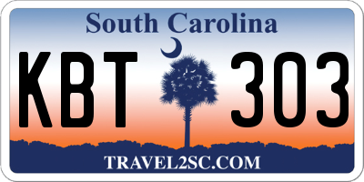 SC license plate KBT303