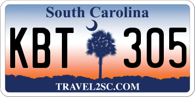 SC license plate KBT305
