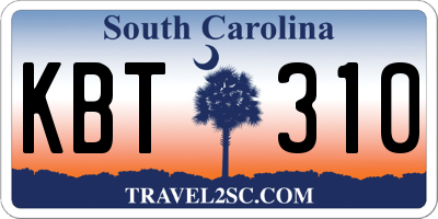 SC license plate KBT310
