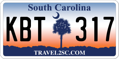 SC license plate KBT317