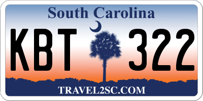 SC license plate KBT322