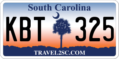 SC license plate KBT325