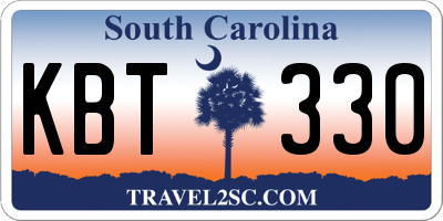 SC license plate KBT330