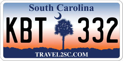 SC license plate KBT332