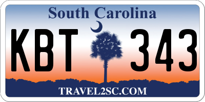 SC license plate KBT343