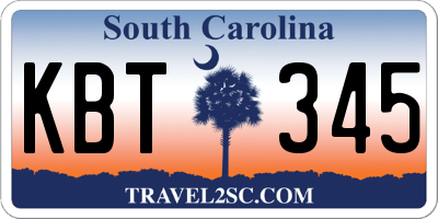 SC license plate KBT345