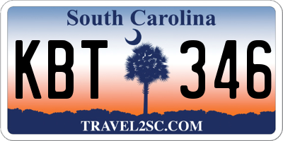 SC license plate KBT346