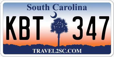 SC license plate KBT347