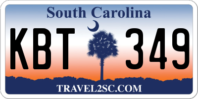 SC license plate KBT349