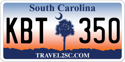 SC license plate KBT350