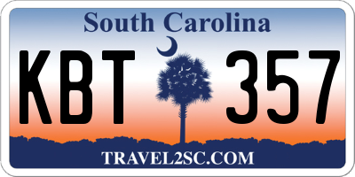 SC license plate KBT357